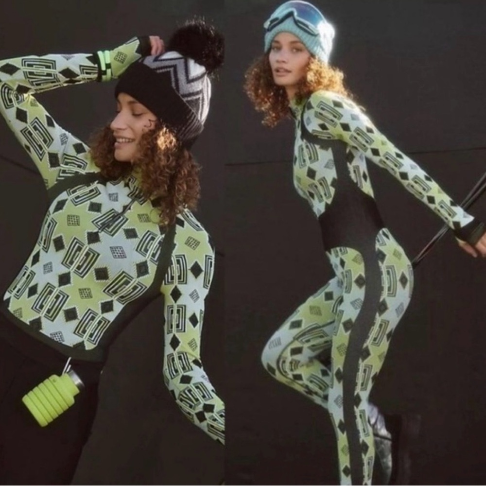 FP Movement Stars From Mars Long Sleeve Layer in Lime Spritz Combo size M/L